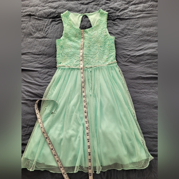 Pretty Aqua Prom Dress. Above the Knee, Nicely Detailed Bodice.Sz16 (runs small) - Picture 11 of 16